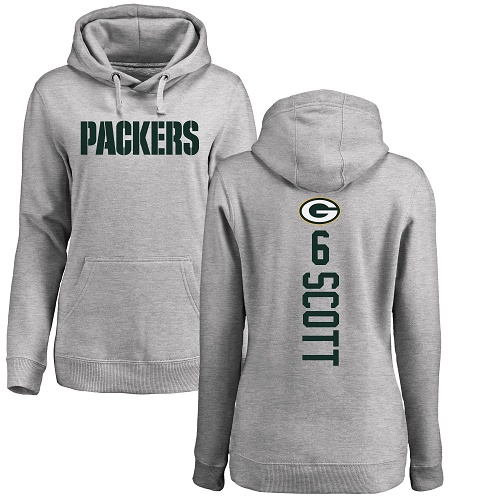 Green Bay Packers Ash Women #6 Scott J K Backer Nike NFL Pullover Hoodie->nfl t-shirts->Sports Accessory